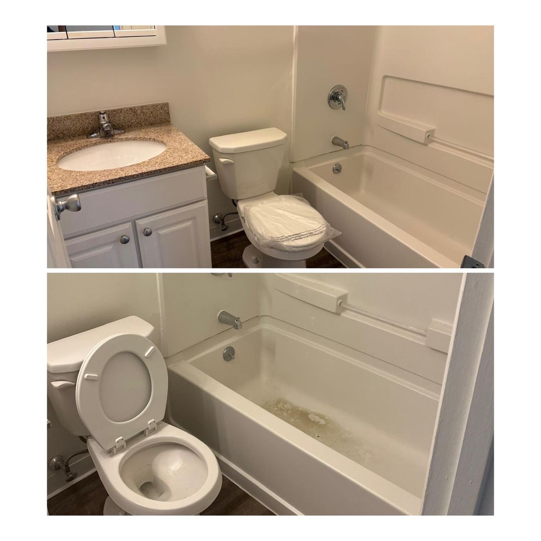 Bathroom before and after a full clean