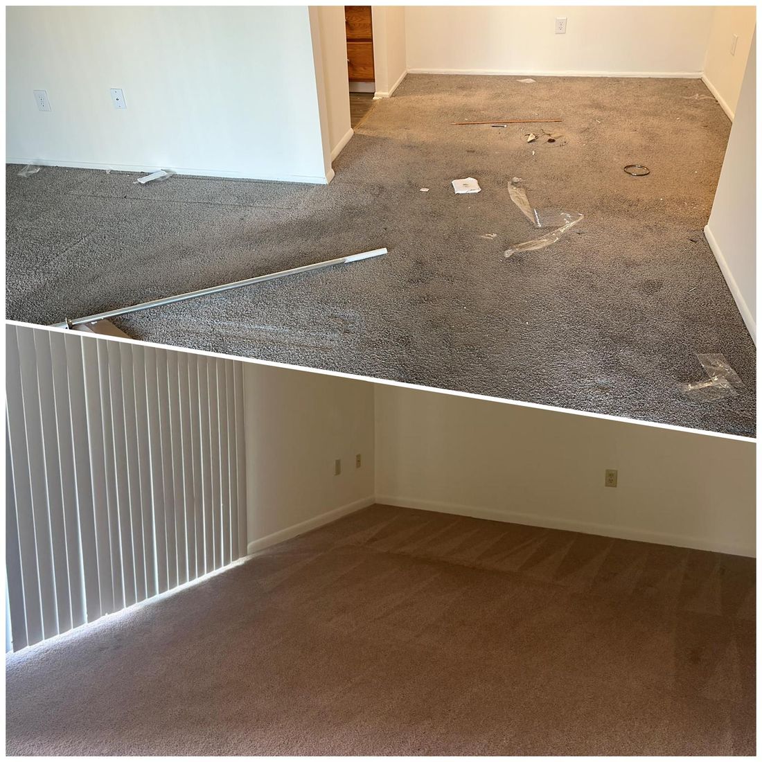 Carpet before and after a move out cleaning
