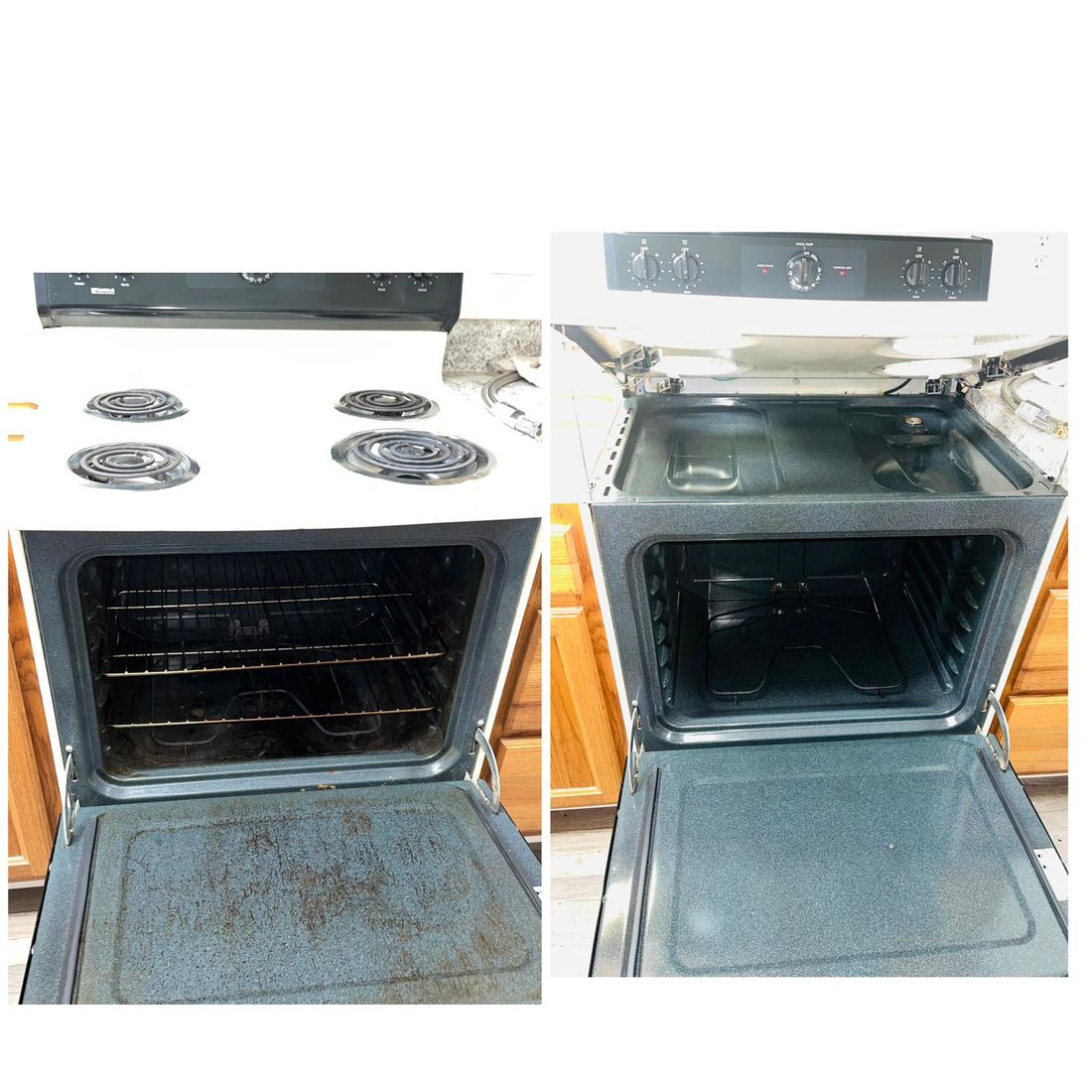 Oven and stovetop before and after a deep clean